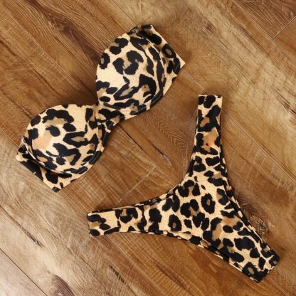 Leopard Bikini Push-Up Badeanzug (Farbe: B1964BF, Größe: M)