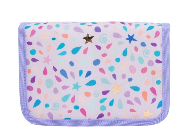 Schüleretui Funki Confetti mit 2 Klappen, lila innen pink