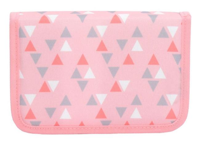 Schüleretui Funki Pink Triangle mit 2 Klappen, rosa mit Dreiecken inne