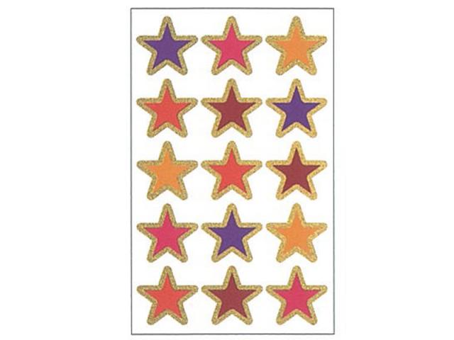 Aufkleber bsb Deco Sticker bunte Sterne mit gold Glitterrand