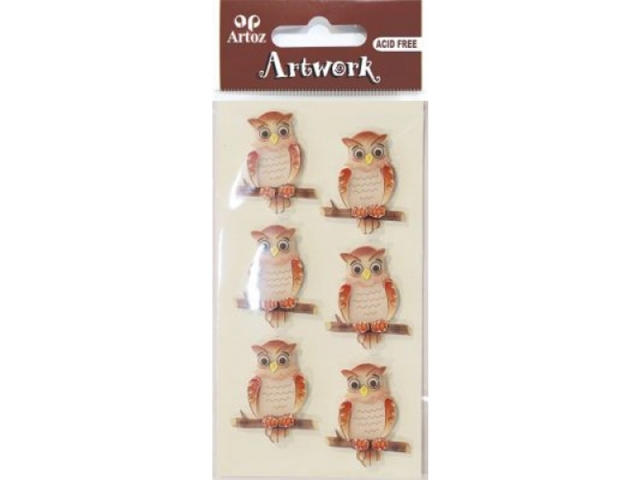 Aufkleber Artoz Artwork Eule, 6Stk., ca. 5mm im Durchmesser