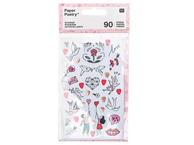 Aufkleber PaperPoetry Liebe, 4 Bogen