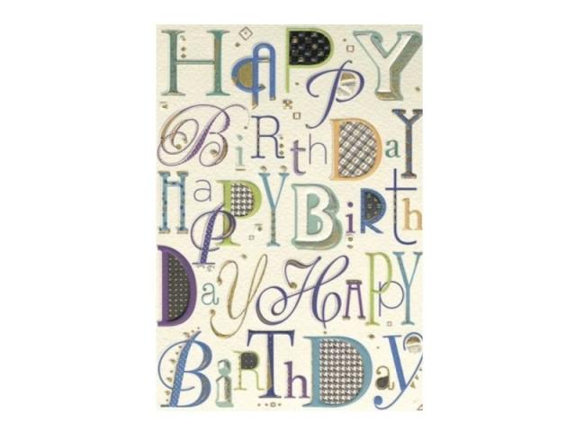 Geburtstagskarte Turnowsky B6 12,5x17,6cm Schriftzug Happy Birthday