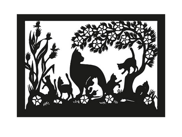 Karte Scherenschnitt schwarze Doppelkarte mit feinstem Silhouettenschn