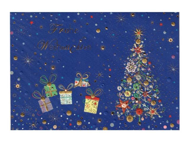 Weihnachtskarte Turnowsky Weihnachtsbaum und Geschenke