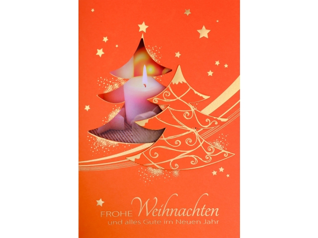 Weihnachtskarte Borer Tannenbaum orange 11,5x17cm, orange