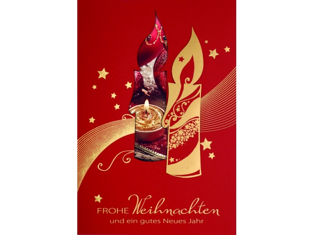 Weihnachtskarte Borer Kerze rot 11,5x17cm, rot