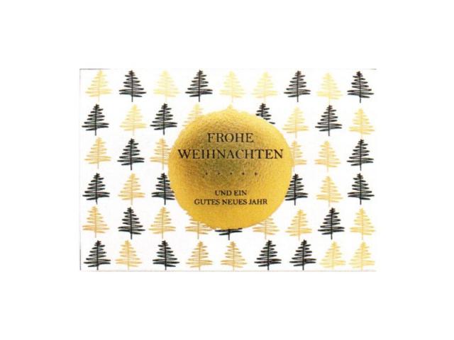 Weihnachtskarte Borer 5er Box goldenen Kugel vor goldenen und schwarze