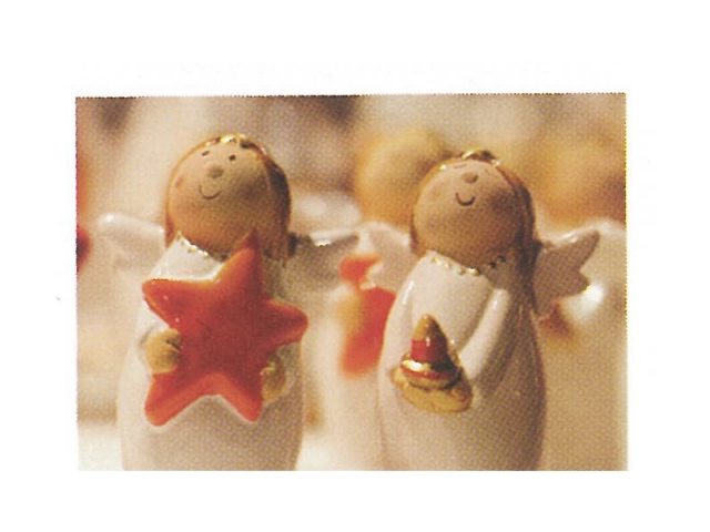 Weihnachtskarte Art Bula zwei Keramikengel cremefarben