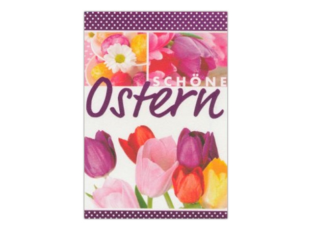 Osterkarte AvanCarte Lila Ostern Tulpen, Text Schöne Ostern