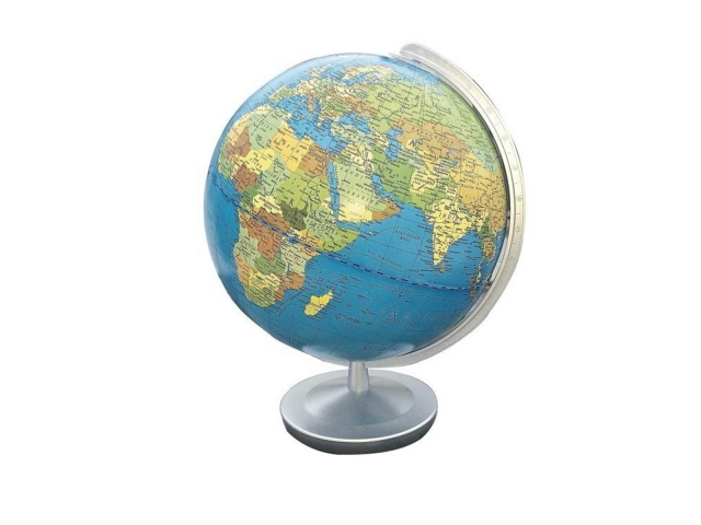 Globus Columbus Terra Durchmesser 26cm, silbern