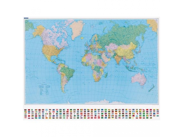Landkarte Welt Politisch Massstab: 1:30 000 000, 140x99cm