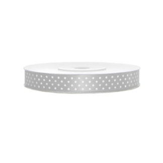Satinband – grau gepunktet, 12mm