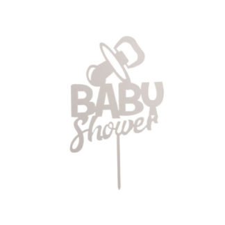 Cake Topper – Baby Shower, silber