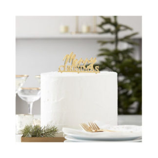 Cake Topper – Merry Christmas, gold