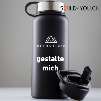 Trinkflasche personalisierbar schwarz 950ml