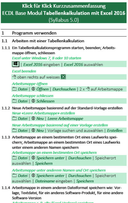 Kurzzusammenfassung: Klick für Klick Tabellenkalkulation mit Excel (Version: 2013, Produktform: eBook, pdf, farbig, persö. Lizenz für 1 Person, druckb