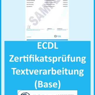 ECDL Base: Zertifikatsprüfung Textverarbeitung (Ausbildungstyp: Weiterbildung, ECDL ID vorhanden?: Ja, Prüfungsort: Zu Hause per Fernüberwachung)