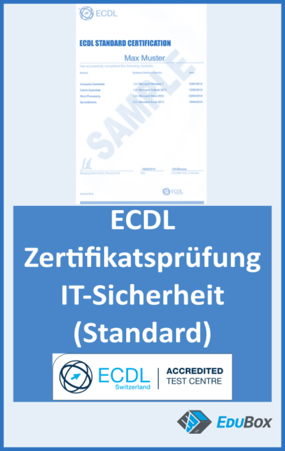 ECDL Standard: Zertifikatsprüfung IT-Sicherheit (Ausbildungstyp: Weiterbildung, ECDL ID vorhanden?: Ja, Prüfungsort: Zu Hause per Fernüberwachung)